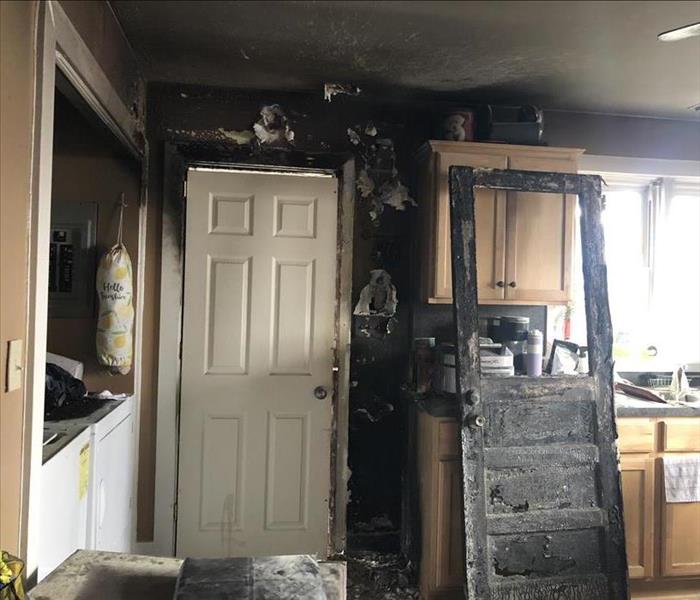 Burnt wall in a kitchen