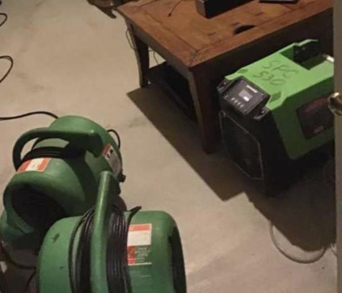 Standard drying equipment on basement floor