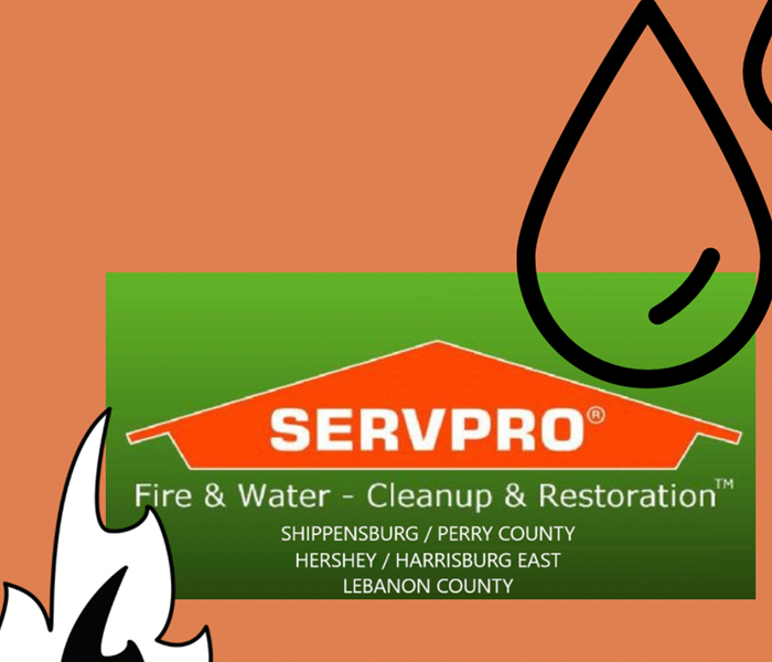 Servpro logo with a water drop and fire
